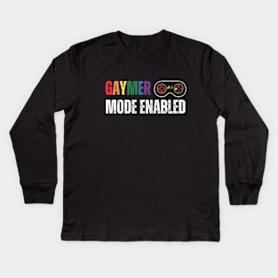 Gaymer Mode Enabled - horizontal featuring controller Kids Long Sleeve T-Shirt